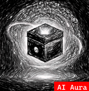 A black box with a glowing light coming from inside it