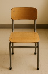 AI-generated image of a classic wooden school chair.