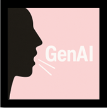 A person moving their mouth: the word "GenAI" gets out of their mouth