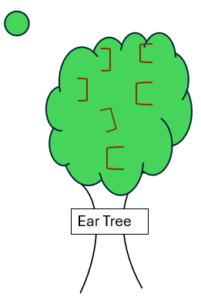 An image of a tree with a sign: Ear tree